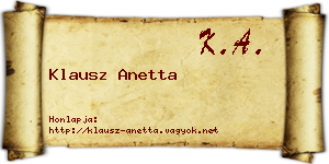 Klausz Anetta névjegykártya